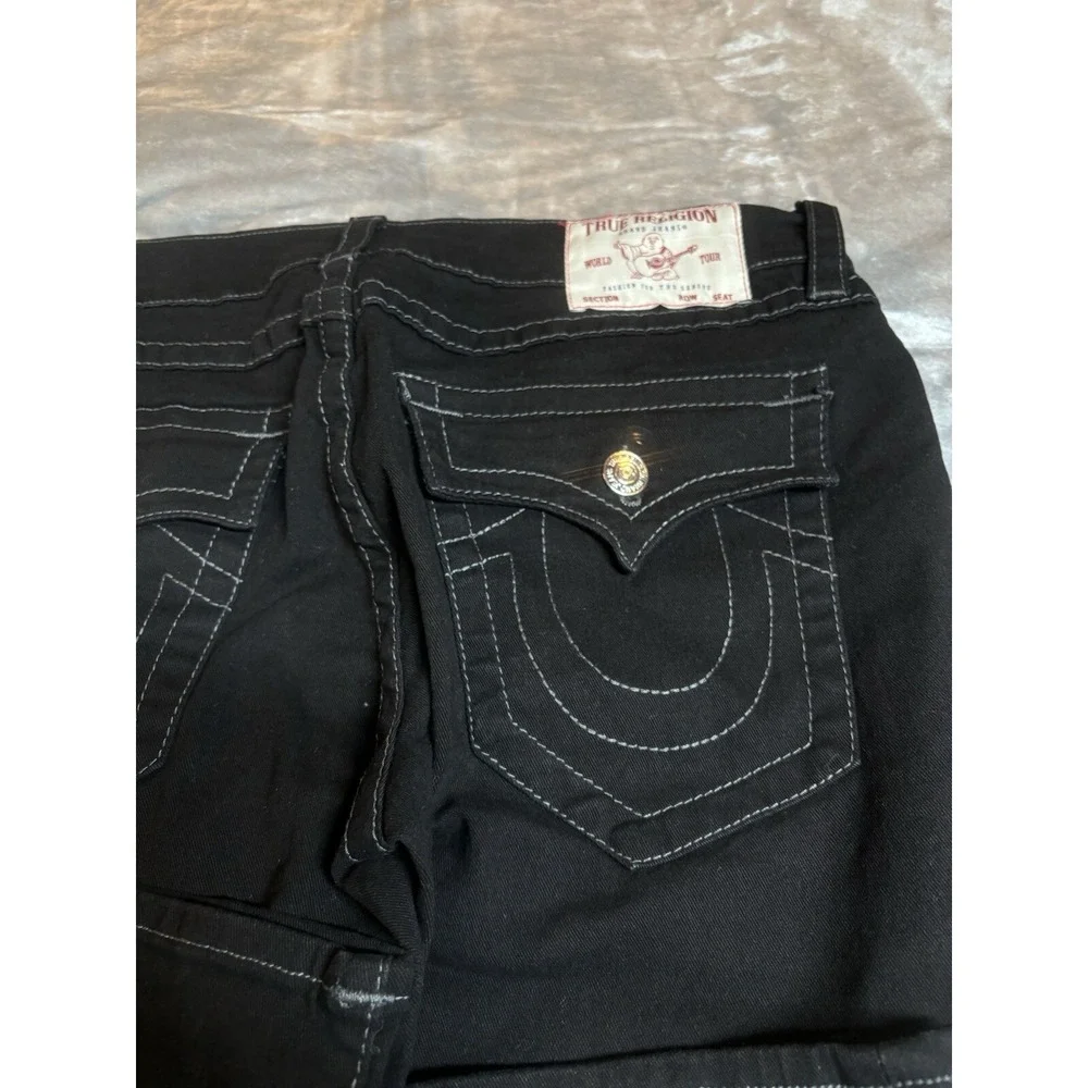 True Religion Jeans Ricky Relaxed NWT‎ Straight Black Button Flap Pocket 36x30